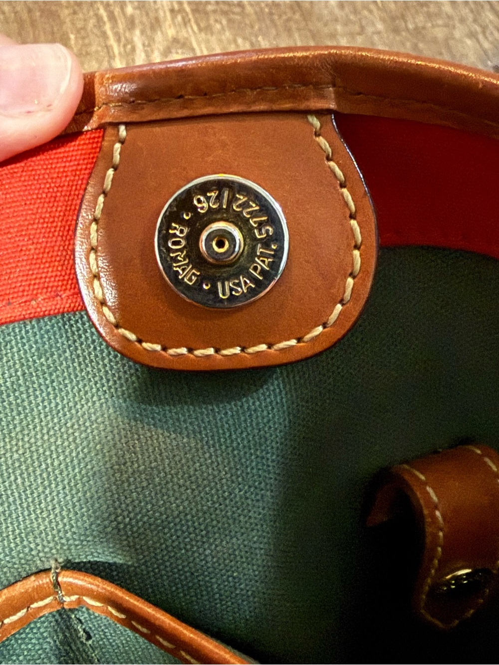 Dooney & Bourke Red Canvas Tote Bag with Tan Trim - Picture 6 of 6